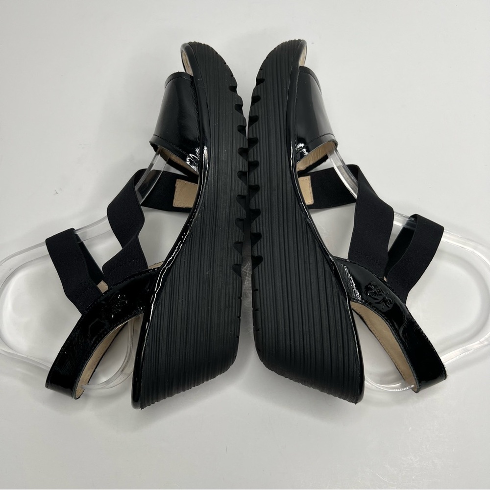 Fly London Black Patent Leather Sandals With Elastic Size EU 40 - Picture 9 of 16